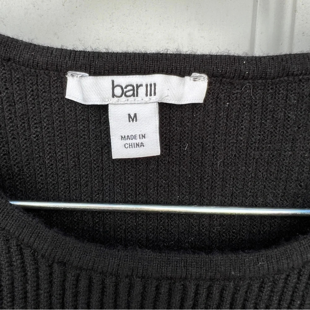 bar III Black Ribbed Racerback Tank Top Size Medium Casual Top Basic Tank - Picture 6 of 8
